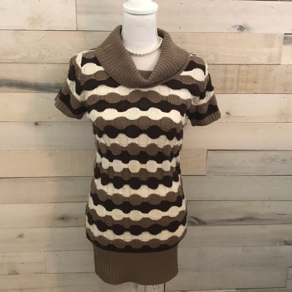 ⚜️ Strawberry - Brown & Tan Knit Dress Size M